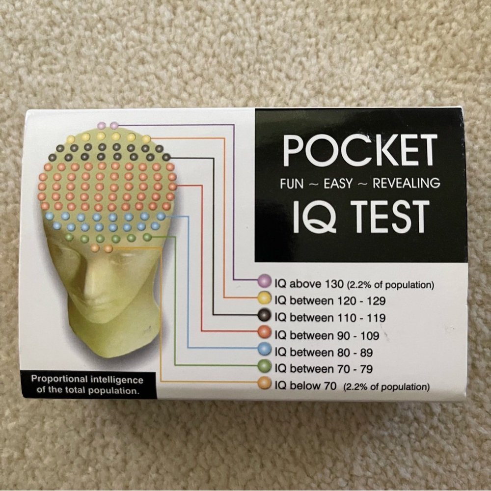 Pocket IQ Test Game Fun and Portable 4”x2.5”